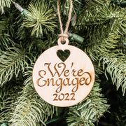 Ornament - We're Engaged 2022 - Raw Wood 3x3in
