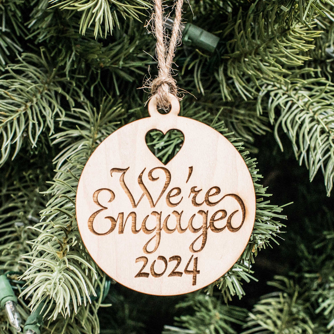 Ornament - We're Engaged 2019 - Raw Wood 3x3in Ornament - We're Engaged 2019 - Raw Wood 3x3in