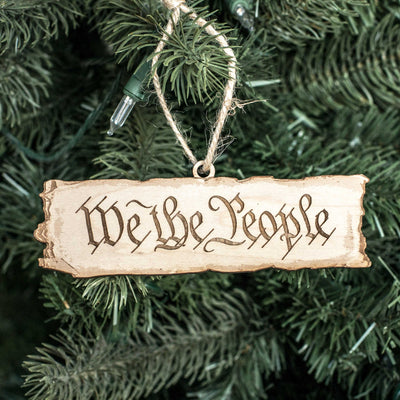Ornament - We the People - Raw Wood 5x2in