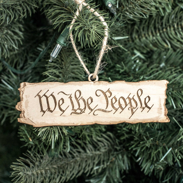 Ornament - We the People - Raw Wood 5x2in