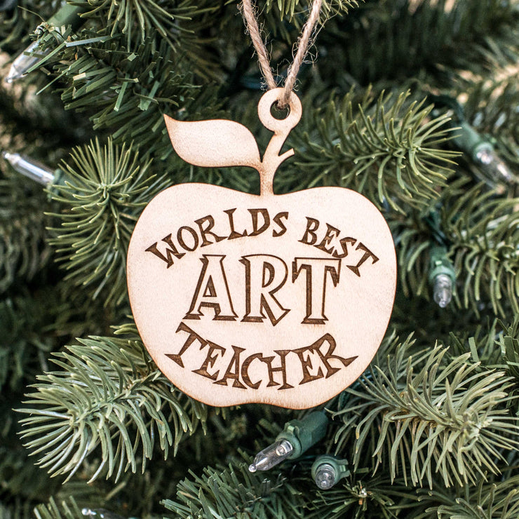Ornament - World's Best Art Teacher - Raw Wood 3x3in