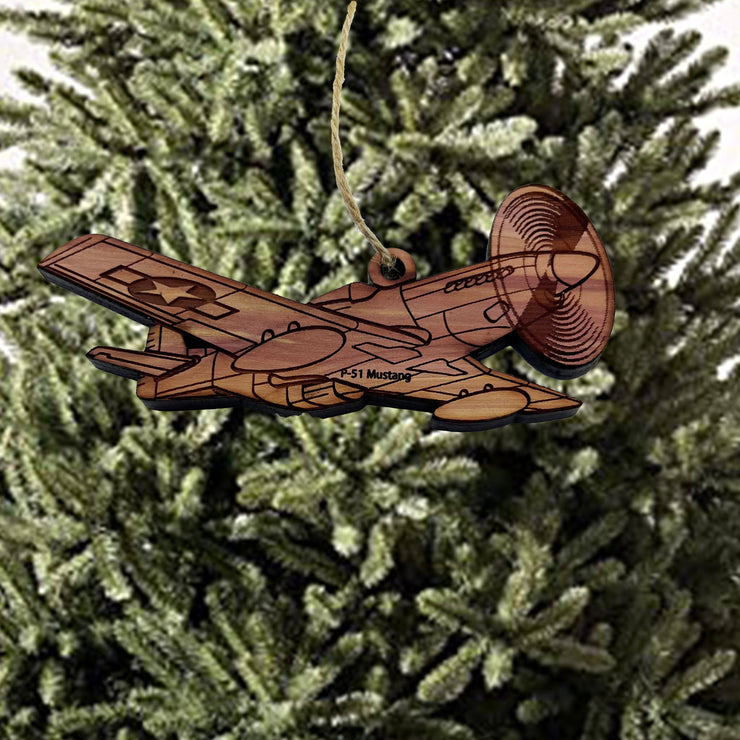 P51 Mustang Plane - Cedar Ornament