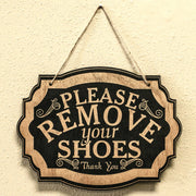 Please Remove Your Shoes - Black Door Sign 7x9.5in
