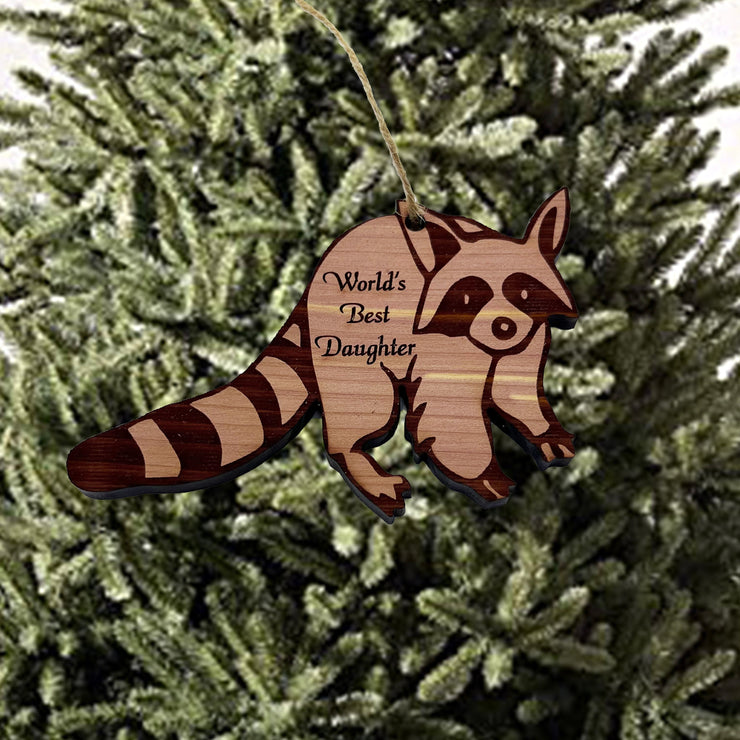 Raccoon Worlds Best Daughter - Cedar Ornament