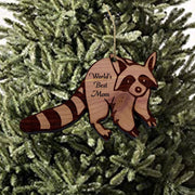 Raccoon Worlds Best Mom - Cedar Ornament