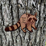 Raccoon Worlds Best Mom - Cedar Ornament