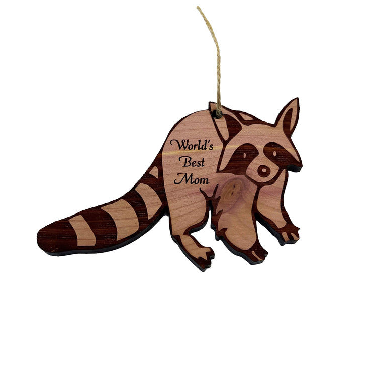 Raccoon Worlds Best Mom - Cedar Ornament