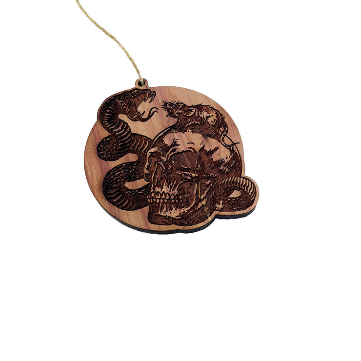 Rat Skull Snake - Cedar Ornament
