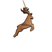 Reindeer Merry Christmas - Cedar Ornament