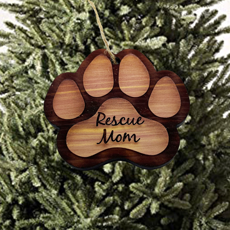 Rescue Mom - Cedar Ornament