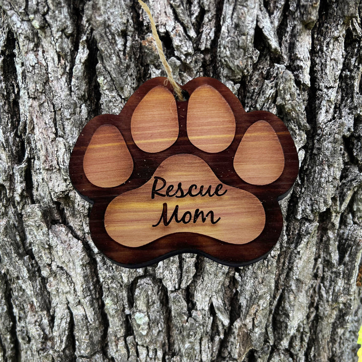 Rescue Mom - Cedar Ornament