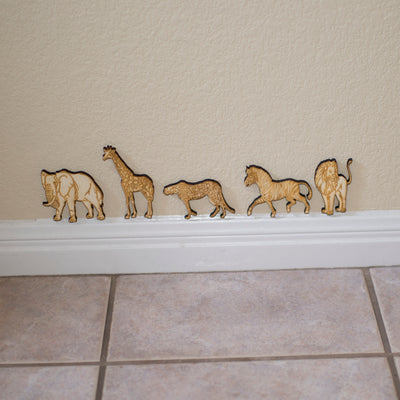 Safari Animals - 5 individual Wooden animals in all. Great for kids bedrooms!