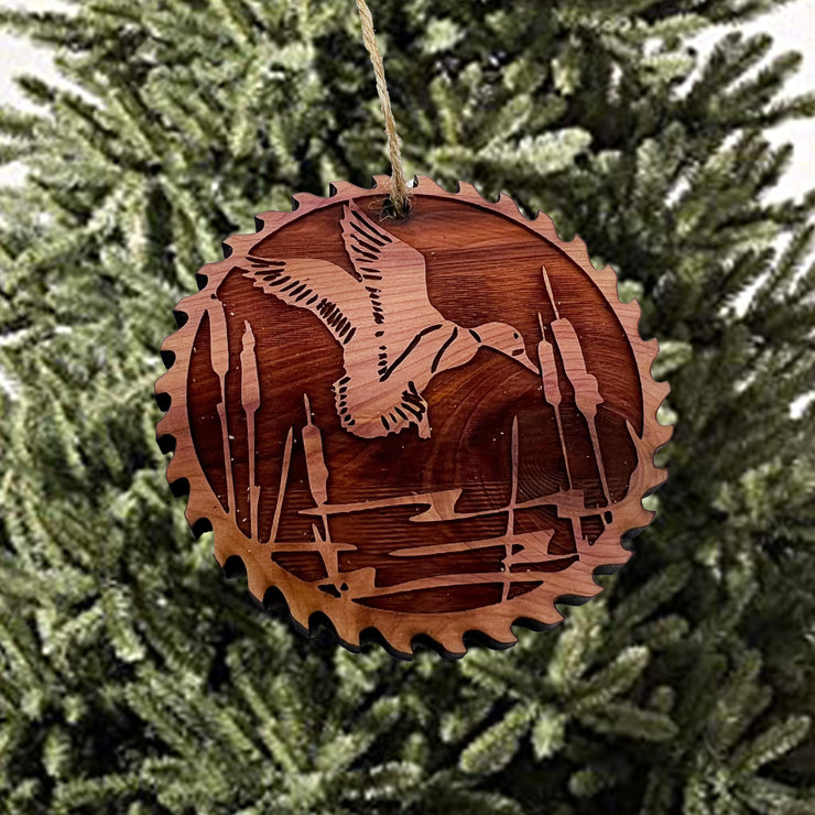 Sawblade with Duck - Cedar Ornament