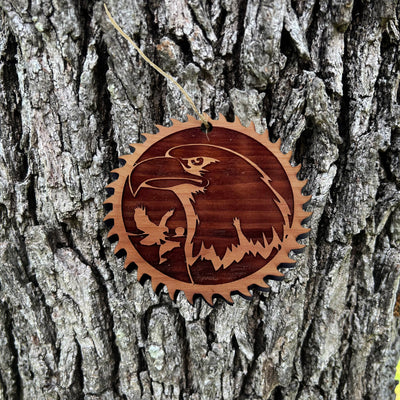 Sawblade with Eagle - Cedar Ornament