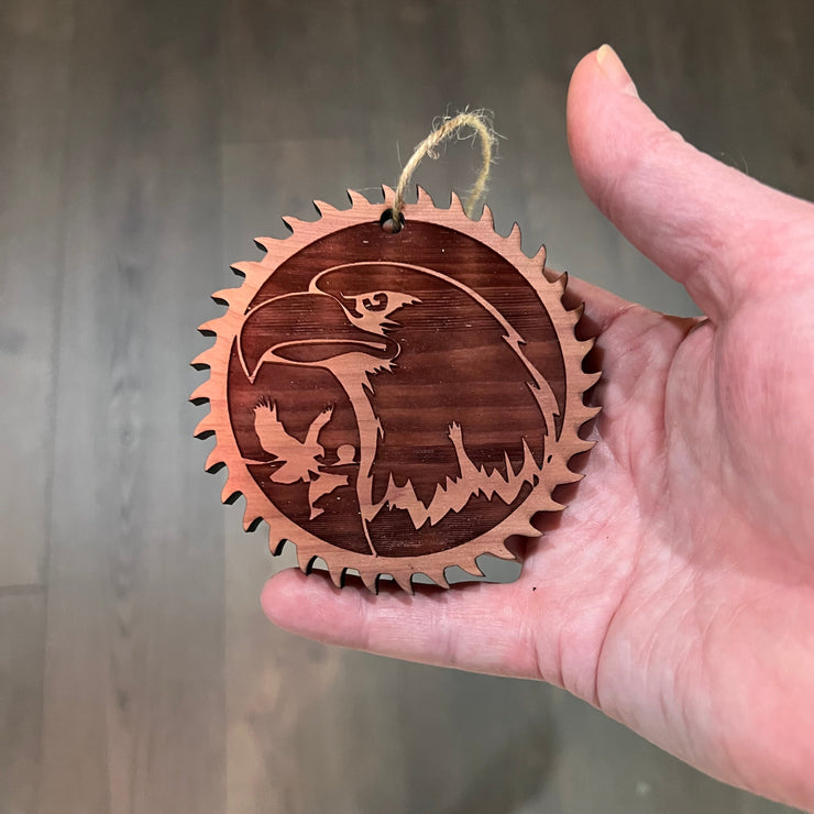 Sawblade with Eagle - Cedar Ornament