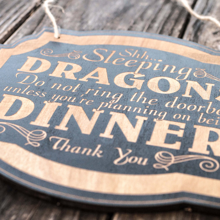 Shhh Sleeping Dragons - Black Door Sign