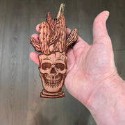 Skull and Cactus - Cedar Ornament