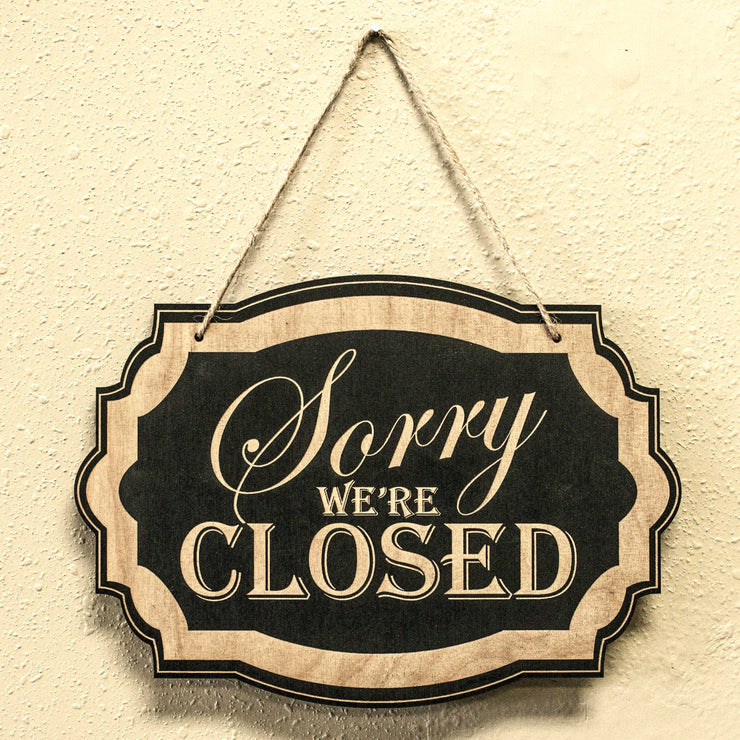Sorry We're Closed - Black Door Sign 7x9.5in