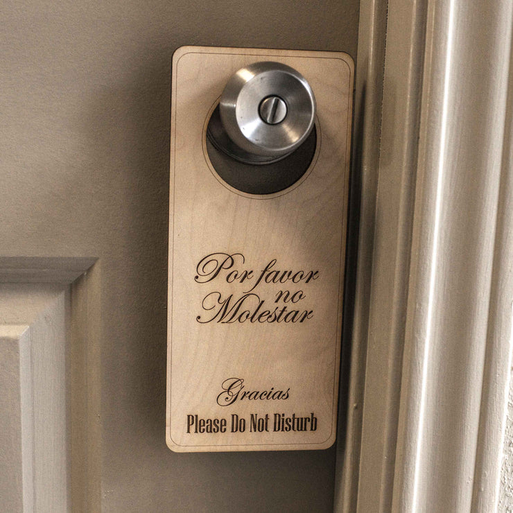 Spanish Language - Please Do Not Disturb - Door Hanger - Raw Wood 9x4