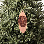 Sugar Skull Surfboard - Cedar Ornament