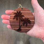 Sunset and Palm Trees - Cedar Ornament