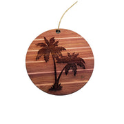 Sunset and Palm Trees - Cedar Ornament