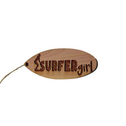 Surfer Girl Surfboard - Cedar Ornament