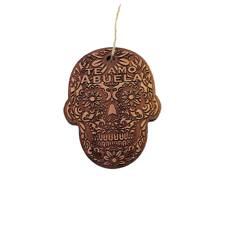 Te Amo Abuela Sugar Skull - Cedar Ornament
