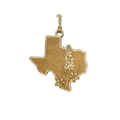 Ornament - Texas Bluebonnet - Raw Wood 3x3in
