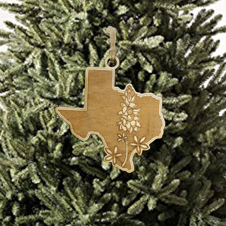 Ornament - Texas Bluebonnet - Raw Wood 3x3in