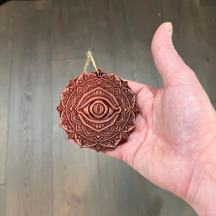 Third Eye Mandala - Cedar Ornament