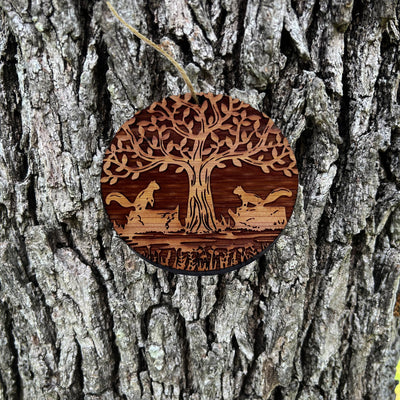 Two Squirrels and Tree of Life - Cedar Ornament