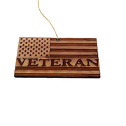 Veteran American Flag - Cedar Ornament