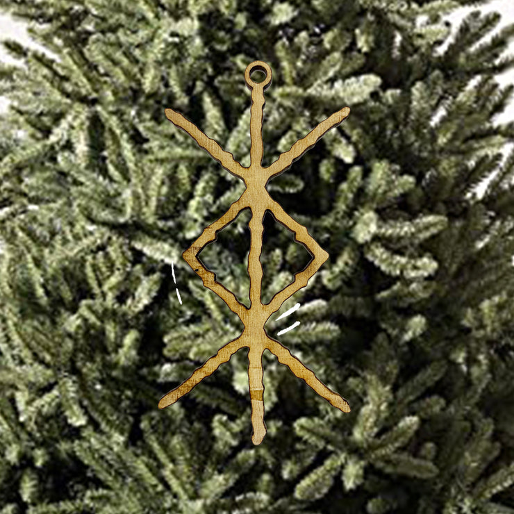 Viking Protection Rune Ornament - Raw Wood