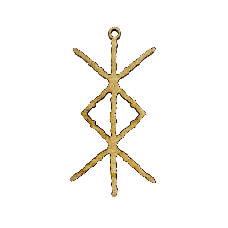 Viking Protection Rune Ornament - Raw Wood