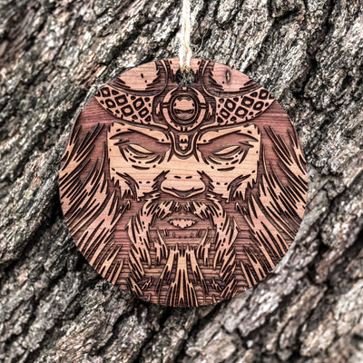 Viking Warrior - Raw Cedar Ornament 3x3in