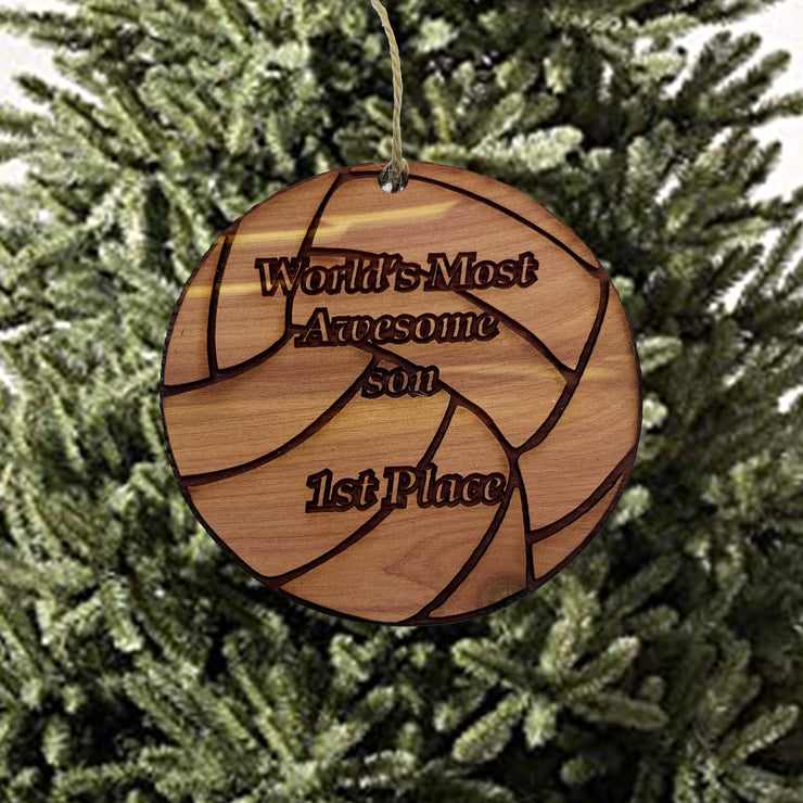 Volleyball 1st Place Worlds most awesome Son - Cedar Ornament