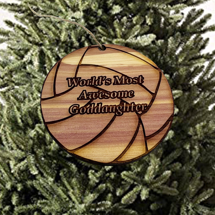 Volleyball Worlds most awesome Goddaughter - Cedar Ornament