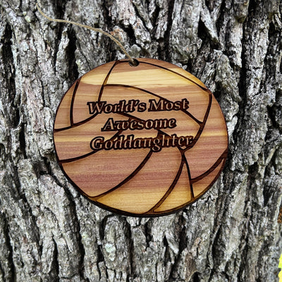 Volleyball Worlds most awesome Goddaughter - Cedar Ornament