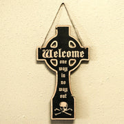 Welcome Gravestone - Black Halloween Door Sign