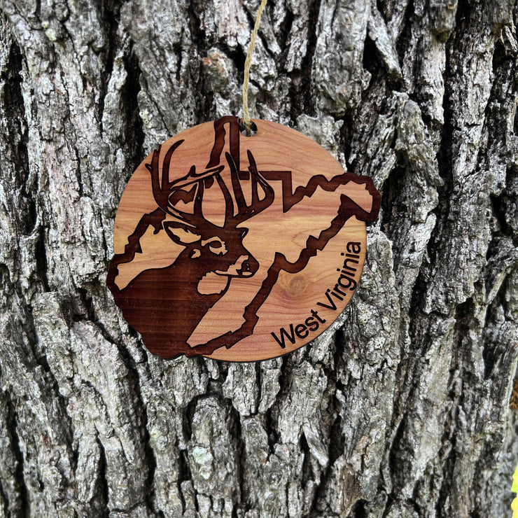 West Virgina Deer Hunter - Cedar Ornament