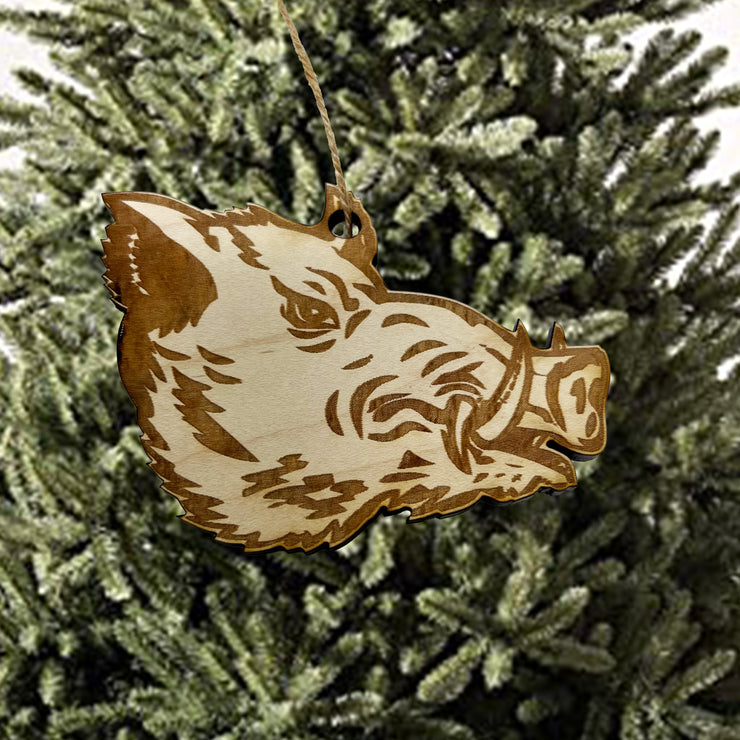Ornament - Wild Boar Head - Raw Wood Ornament
