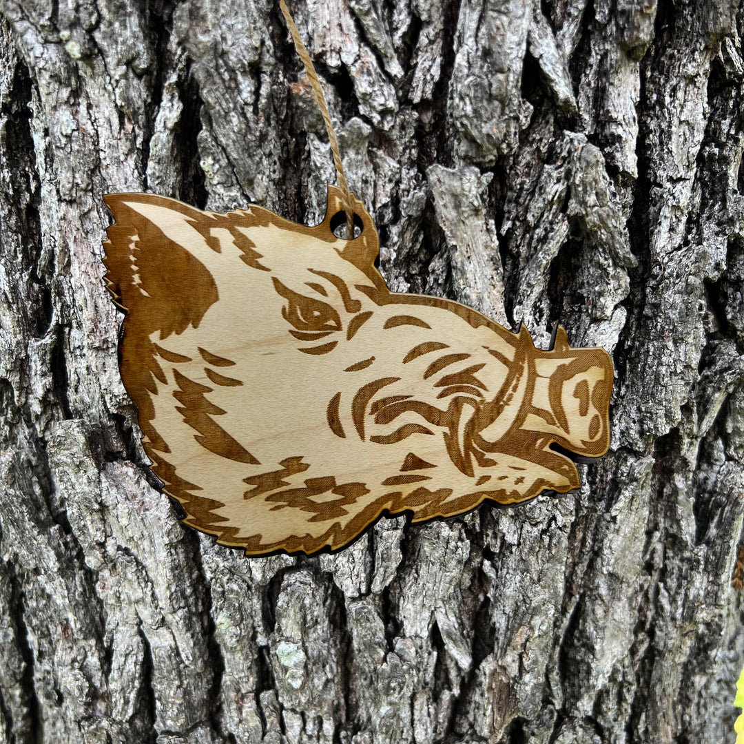 Ornament - Wild Boar Head - Raw Wood Ornament