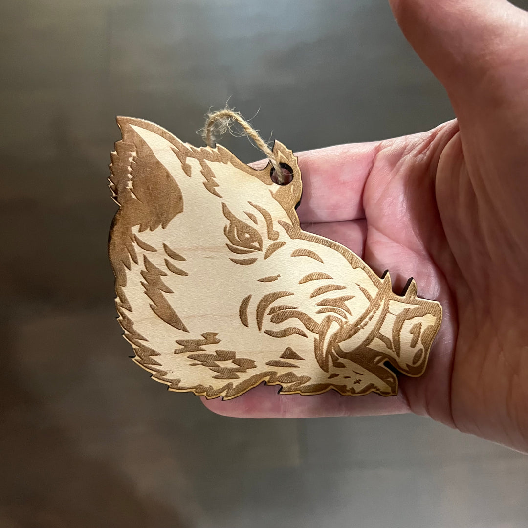 Ornament - Wild Boar Head - Raw Wood Ornament