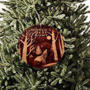 Winter Wolf Worlds Best Aunt - cedar ornament