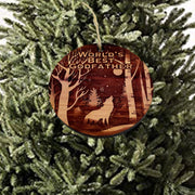 Winter Wolf Worlds Best Godfather - cedar ornament