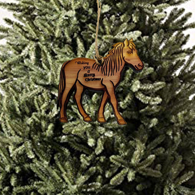 Wishing you a Merry Christmas PONY - Cedar Ornament