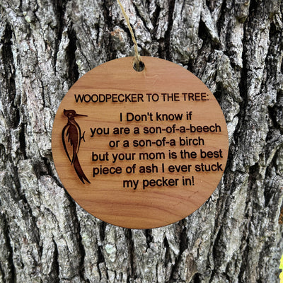 Woodpecker to the Tree - Cedar Ornament