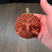 World's Best Godfather Two Squirrels and Tree of Life - Cedar Ornament