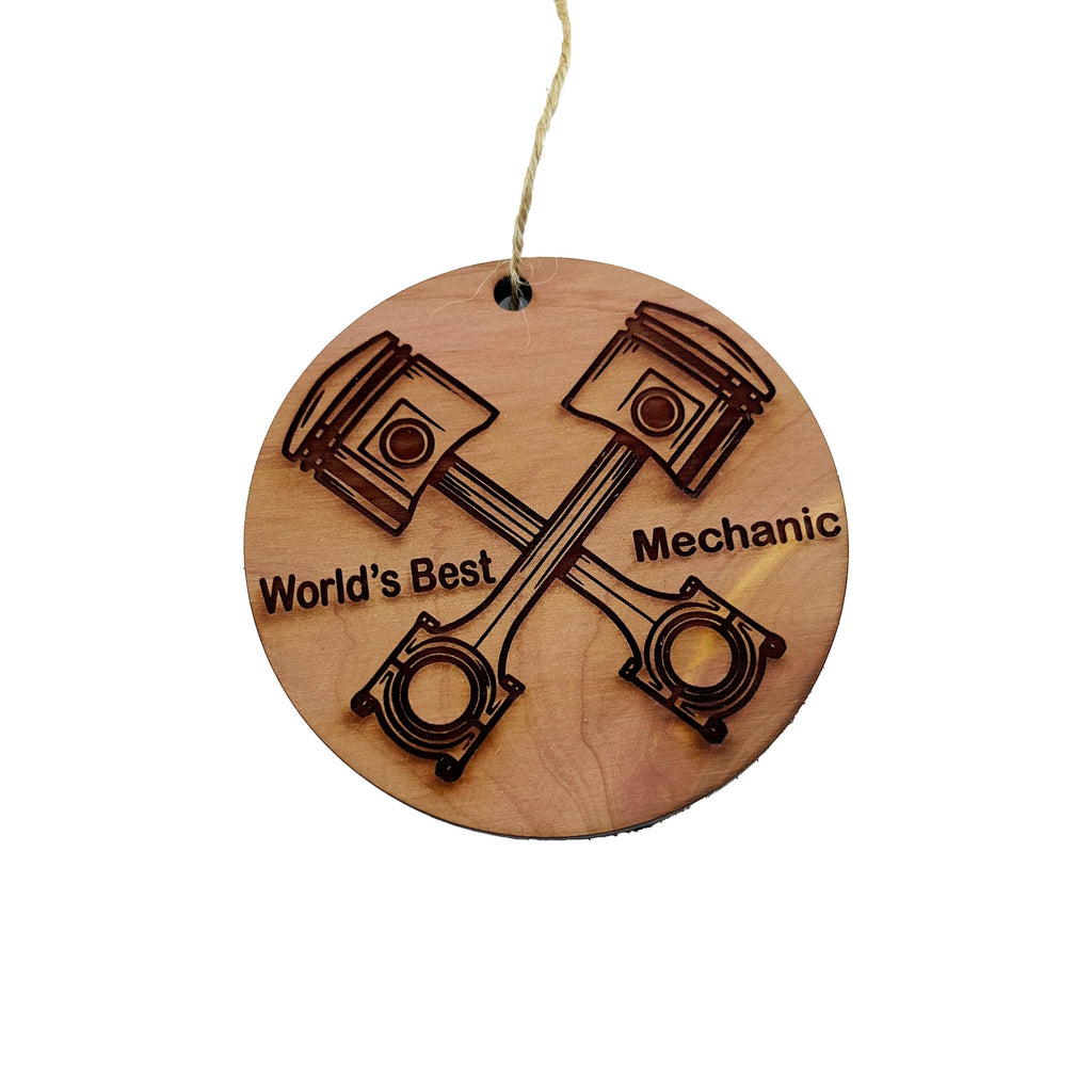 World's Best Mechanic with Piston - Cedar Ornament World's Best Mechanic with Piston - Cedar Ornament
